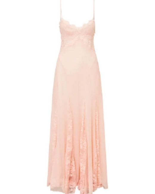LoveShackFancy Pink Lysoria Silk Maxi Dress