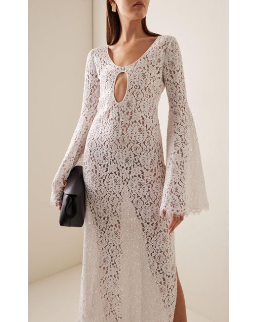 Michael Kors White Cutout Lace Maxi Dress