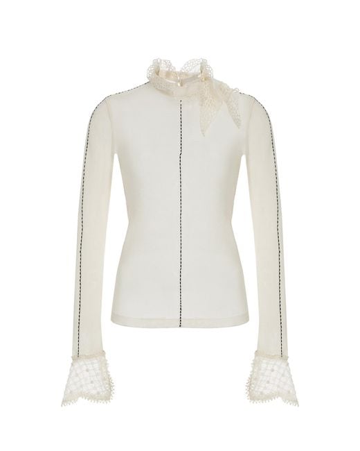 Isabel Marant White Sarah Embroidered Mesh Top