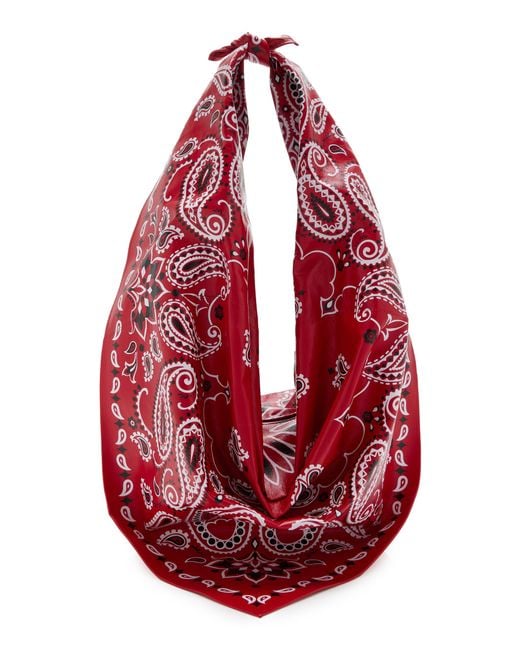 Bottega Veneta Red Foulard Bandana-print Leather Top Handle Bag