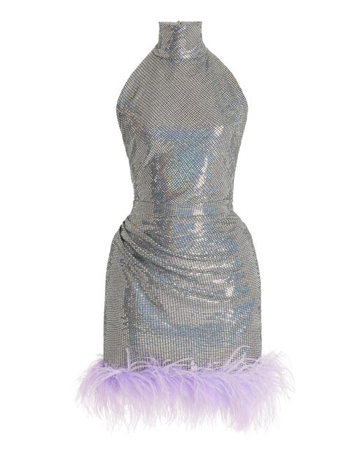 New Arrivals Gray Vanessa In Les Bains Feather-trimmed Sequined Mini Dress
