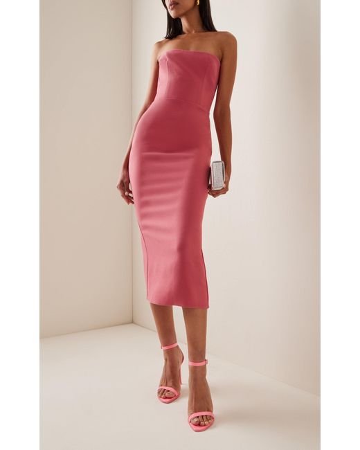 Alex Perry Pink Strapless Midi Dress