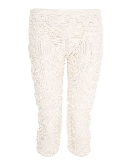Zimmermann White Wonderland Cotton Crochet Pusher Pants