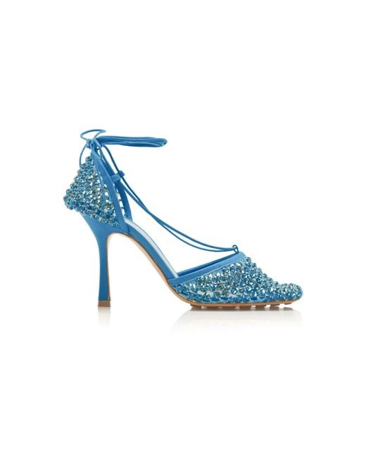 Bottega Veneta Blue Sparkle Stretch Sandals