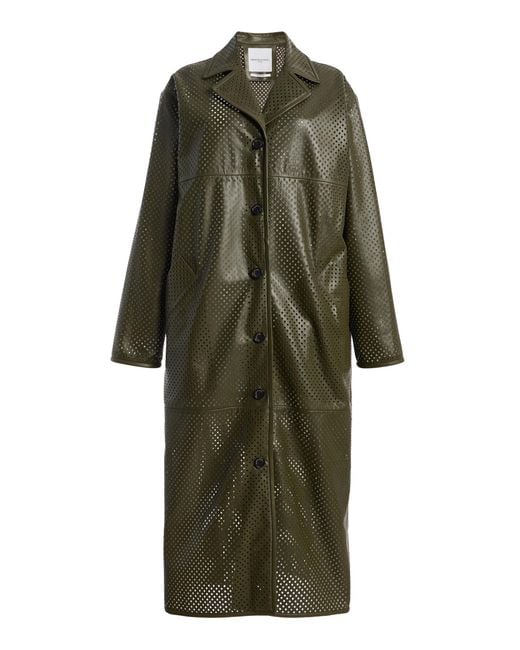 Brandon Maxwell Green The Beck Perforated Leather Driving Coat