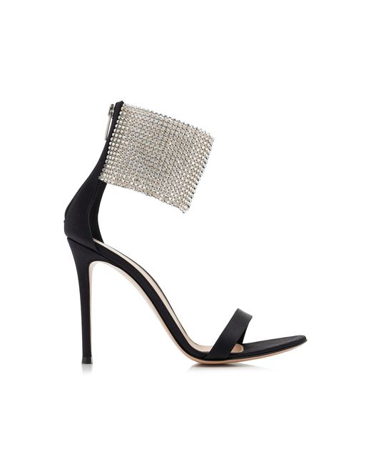 Gianvito Rossi Black Crystal-Embellished Satin Sandals