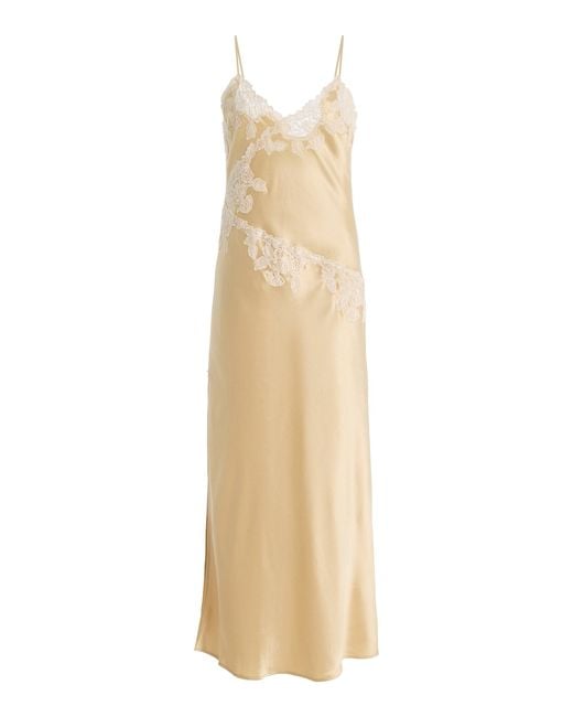 By Malene Birger Natural Vera Lace-Detailed Slip Midi Dress