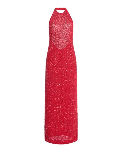 slim fit dress slacks Red Glitter Midi Dress With Slit main image 0