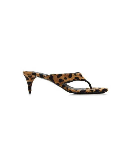 Alaïa Brown Infradito Leopard-Print Pony Hair Thong Sandals