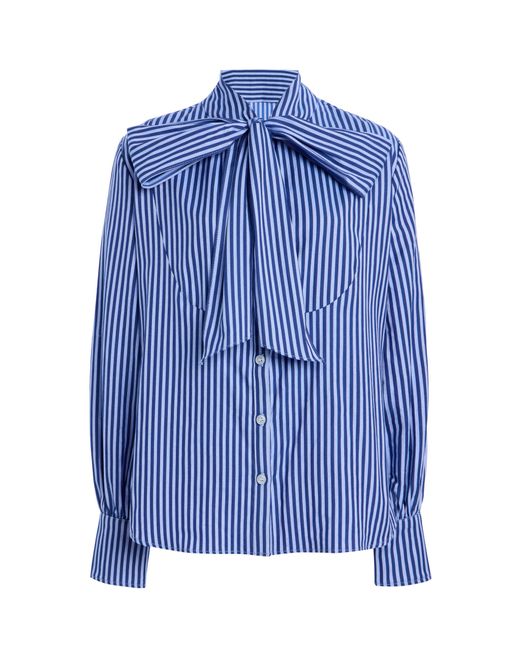 House of Aama Blue Bow-Detailed Cotton Shirt