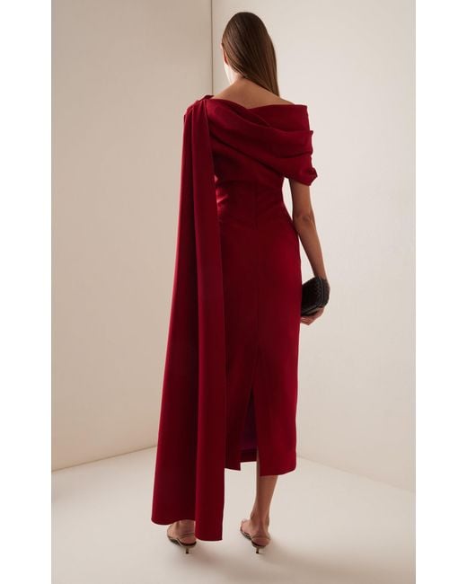 Roksanda Red Maite Draped Crepe Midi Dress