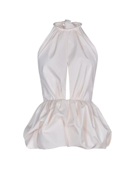 Johanna Ortiz White Vision Carrier Stretch-cotton Peplum Top