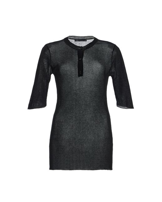 FRAME Black The Henley Ribbed Cotton-blend T-shirt