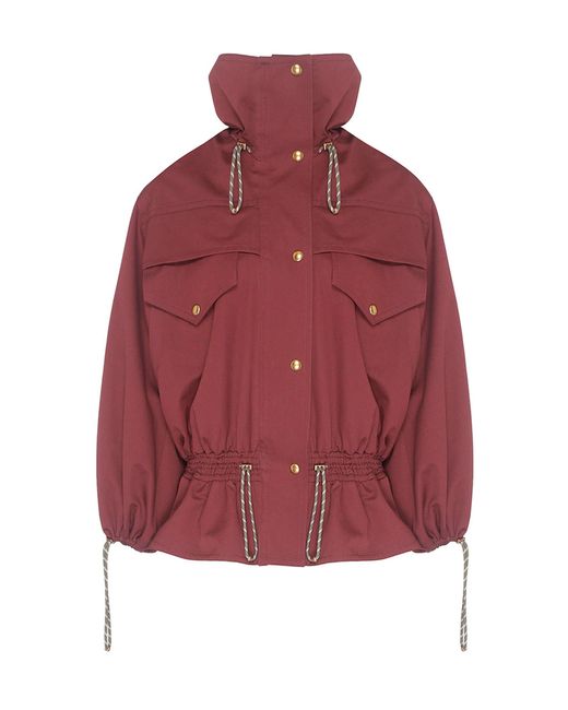Zimmermann Red Clash Drill Drawstring Cotton Jacket