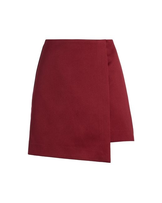 By Malene Birger Red Raye Satin Mini Wrap Skirt