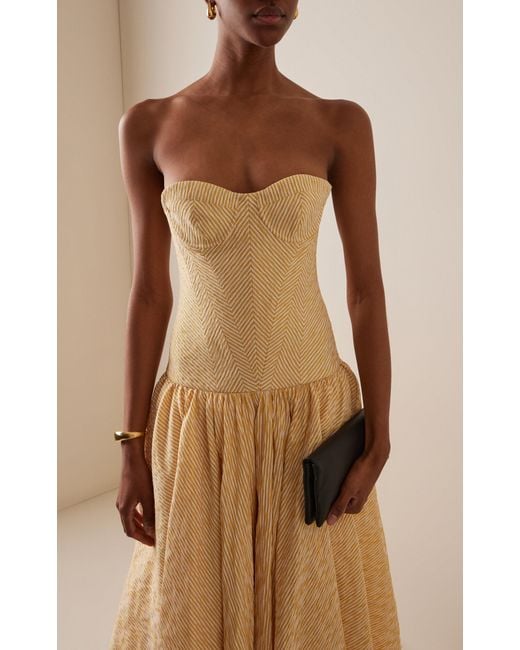 Alexis Metallic Summers Striped Corseted Midi Dress