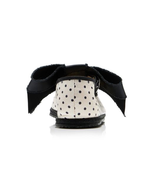 Vibi Venezia Black Exclusive Riviera Convertible Bow Polka-Dot Silk Mary Jane Flats