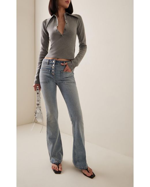 Courreges Gray Rigid Low-rise Bootcut Jeans