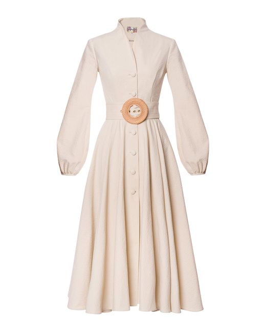Lena Hoschek Natural Eleanor Belted Cotton Midi Coat Dress
