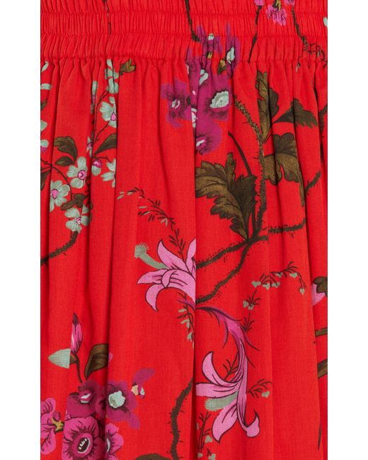 Erdem Shirred Cotton-linen Midi Skirt