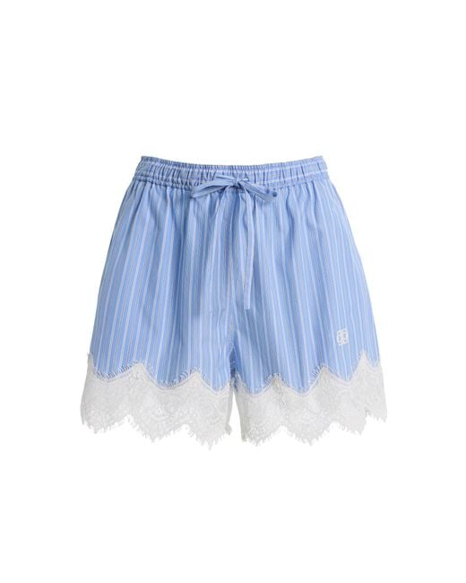 Jonathan Simkhai Blue Emmie Lace-Trimmed Striped Cotton Shorts