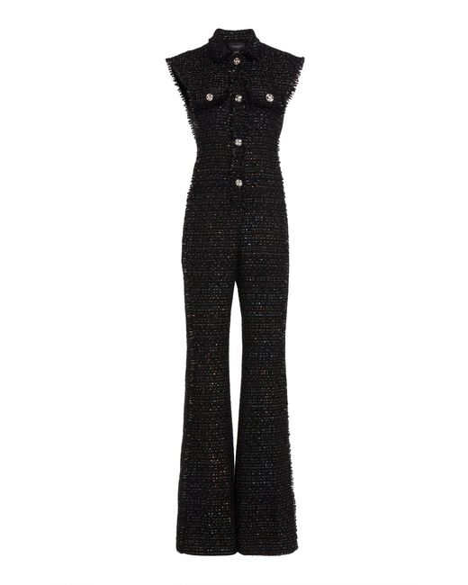 Giambattista Valli Black Wide-leg Tweed Jumpsuit