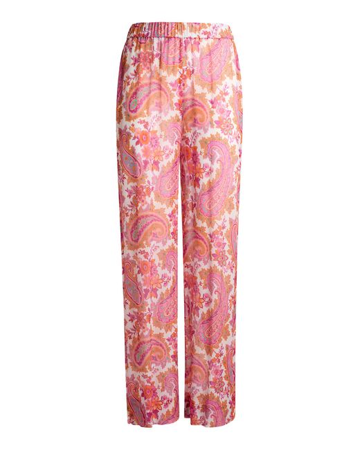 Etro Red Patterned Creponne Wide-Leg Pants