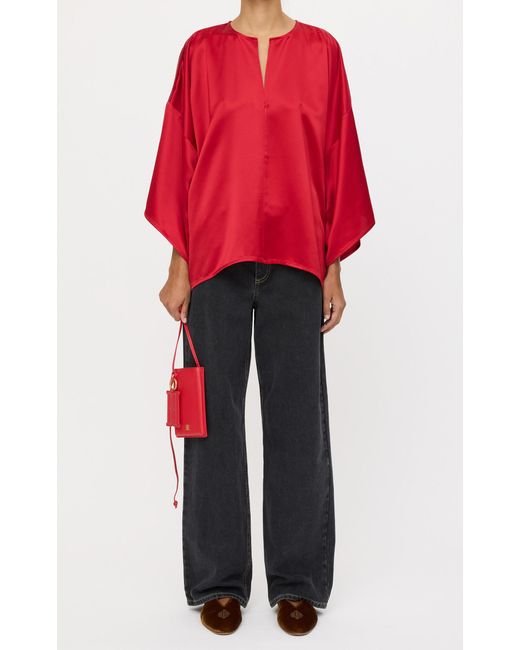 By Malene Birger Red Cicie Oversized Satin Top