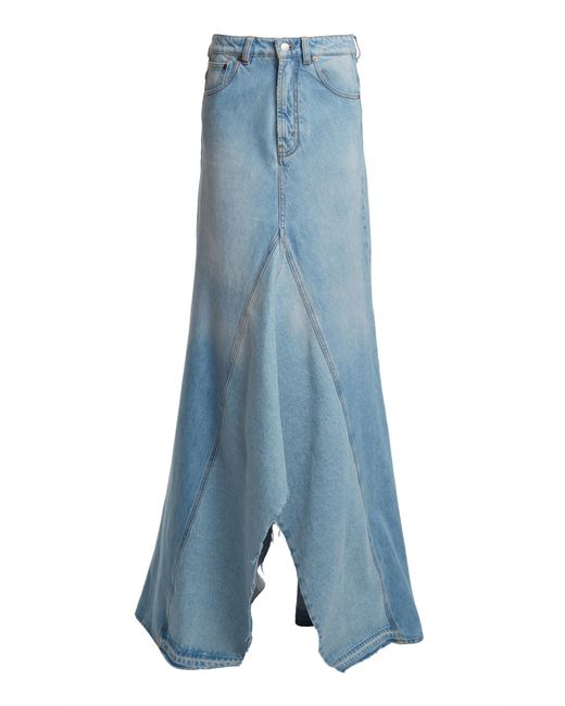 Victoria Beckham Blue Reversed Denim Maxi Skirt