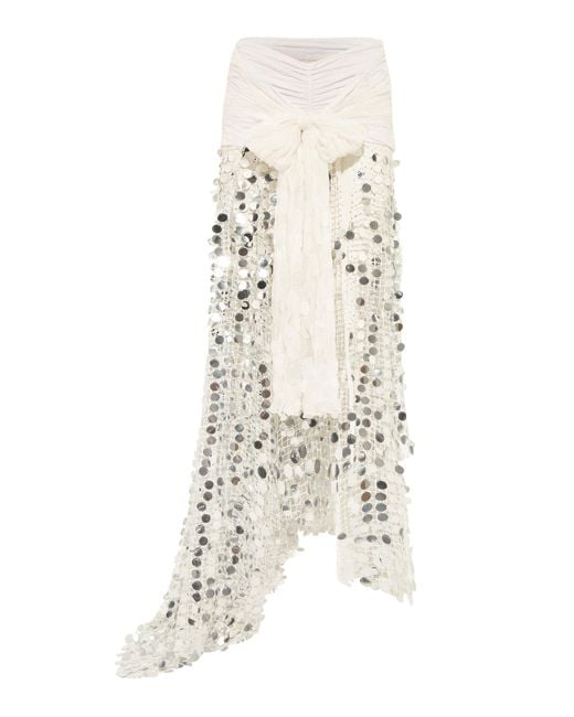 Siedres Natural Silvana Sequined Knit Maxi Skirt