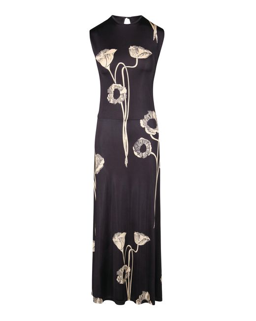 Johanna Ortiz Black Oriental Chronicles Draped Jersey Midi Dress