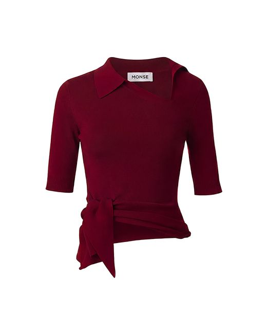 Monse Red Asymmetric Cutout Merino Wool Rugby Polo