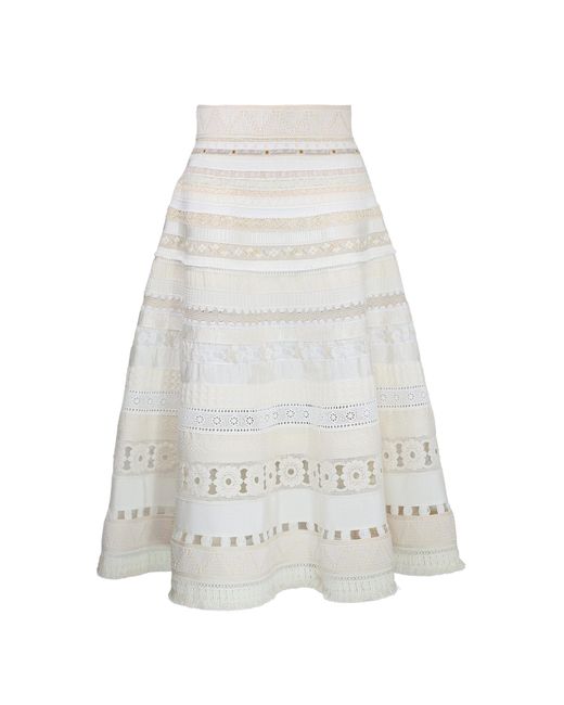 Lena Hoschek White Original Ribbon Cotton-Blend Midi Skirt