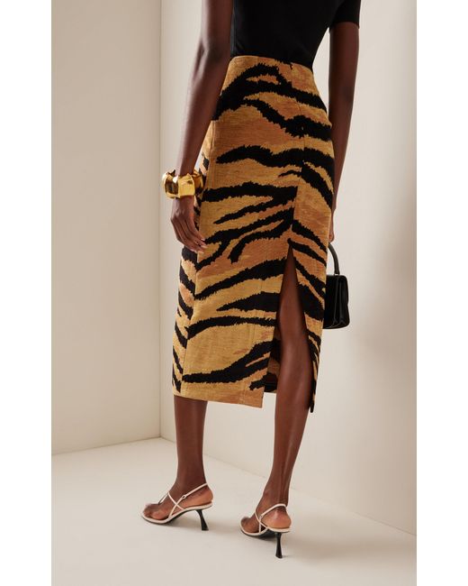 Oscar de la Renta Multicolor Chenille Tiger-jacquard Pencil Skirt