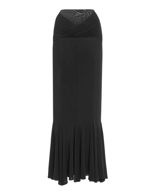 Nensi Dojaka Black V-Waist Flared Midi Skirt