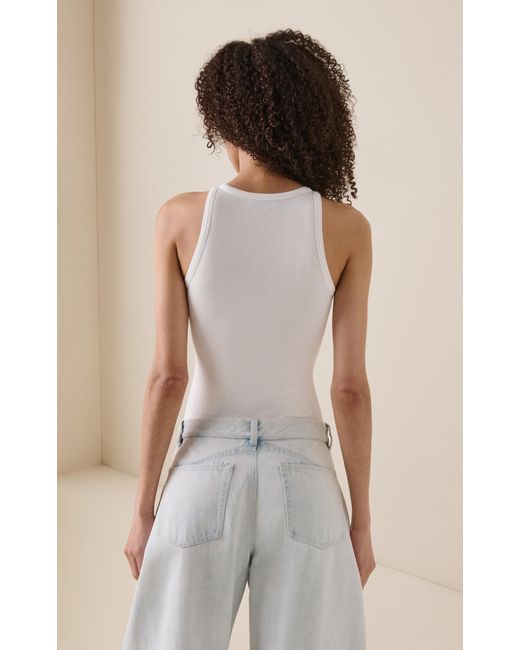Alaïa White Ribbed Cotton-Blend Bodysuit