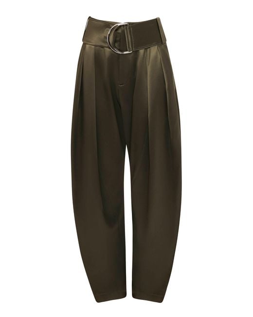J.W. Anderson Green Pleated D-Ring Satin Trousers