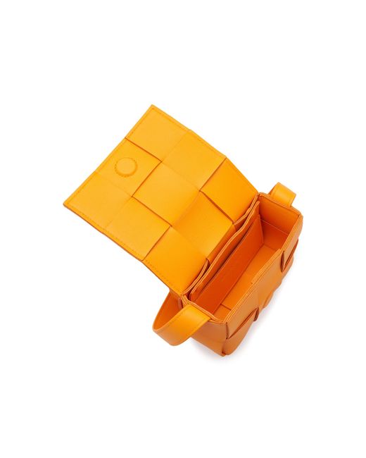 Bottega Veneta Orange Mini Cassette Leather Crossbody Bag