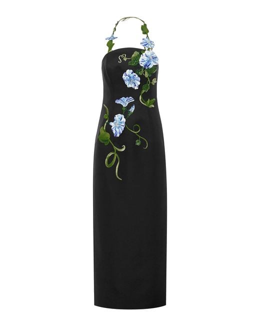 LEO LIN Black Ava Appliquéd Bustier Maxi Dress
