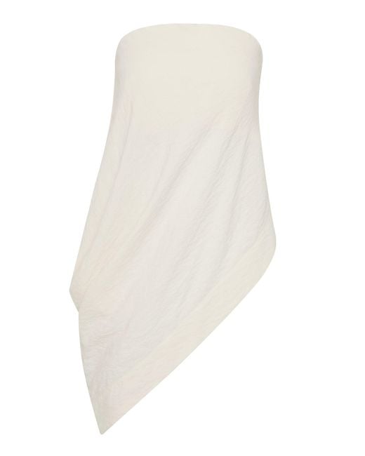 St. Agni White Draped Silk-Blend Top