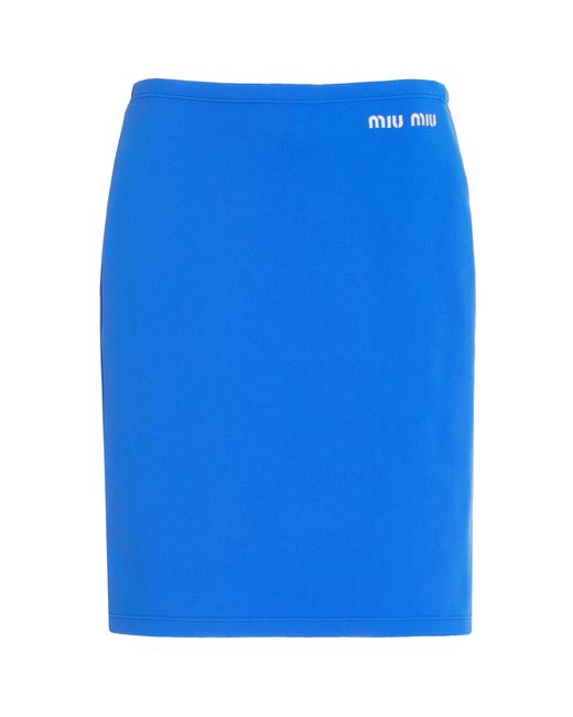 Miu Miu Blue Stretch-nylon Midi Skirt