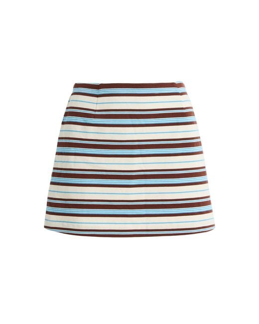 Posse White Nadine Striped Cotton Mini Skirt