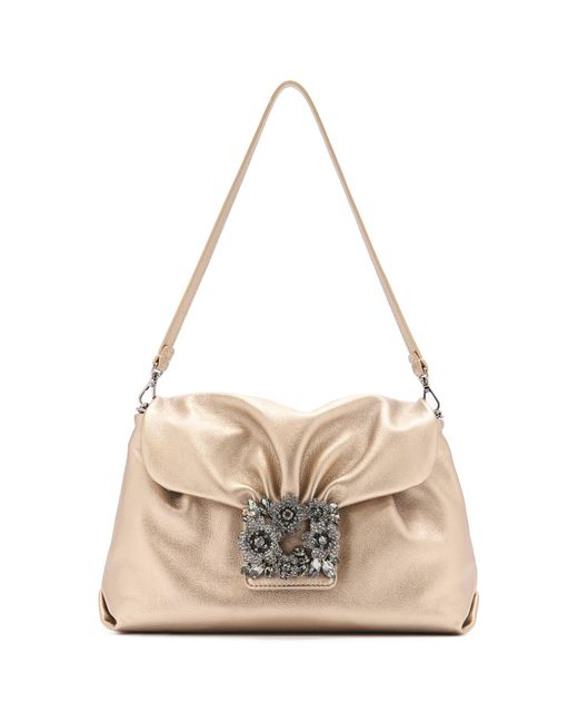 Roger Vivier Natural Efflorescence Laminated Leather Evening Bag