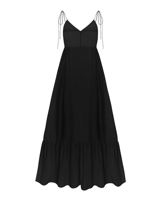 Anna October Black Snow Queen Tiered Cotton-blend Maxi Dress