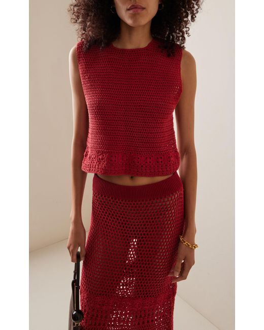 All That Remains Red Grace Crocheted Cotton Top