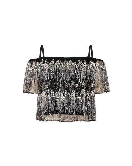 Rabanne Black Embellished Tulle Top