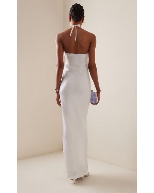Rodarte White Bead-embellished Sequined Maxi Dress