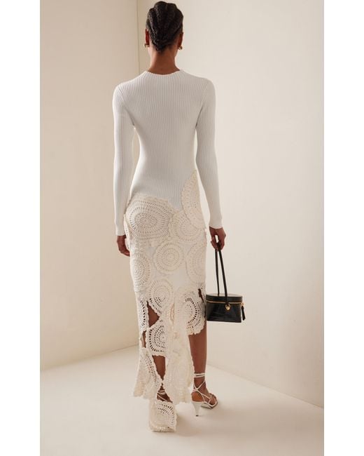 Aje. Mosaic Crochet-detailed Knit Midi Dress in White | Lyst Australia