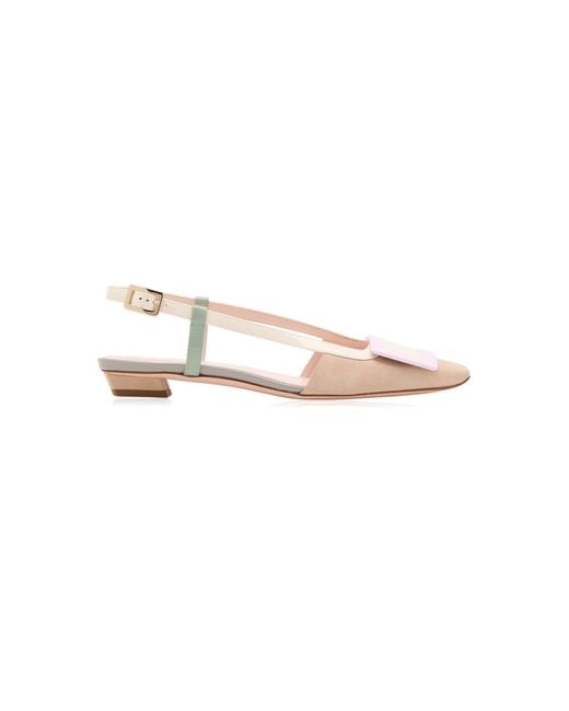 Roger Vivier Multicolor Belle Vivier Suede Slingback Flats