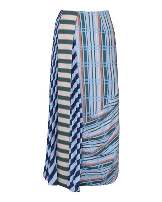 Chorus Blue Miranda Patchwork Midi Skirt